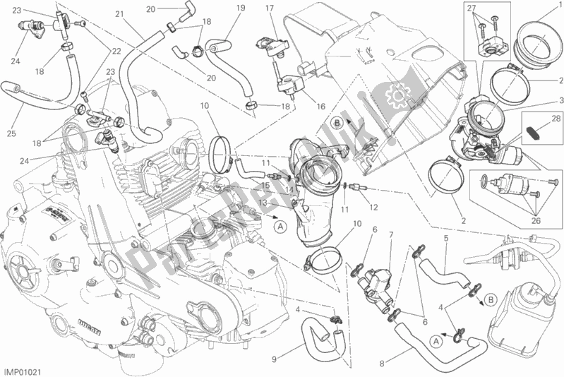 All parts for the Throttle Body of the Ducati Scrambler Desert Sled USA 803 2017
